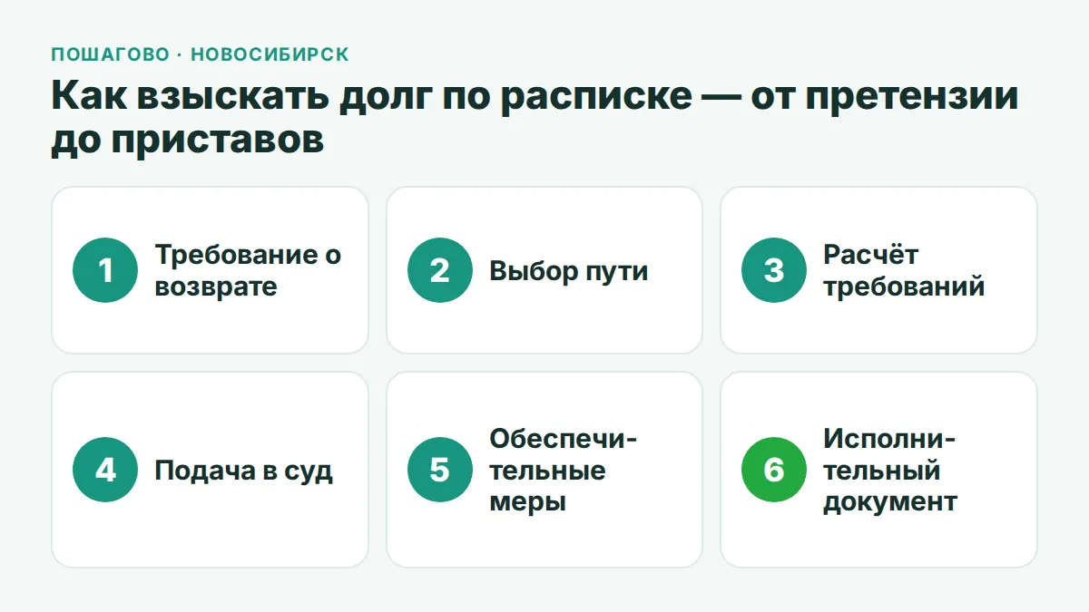 Схема из шести шагов: как взыскать долг по расписке в Новосибирске — от претензии до приставов